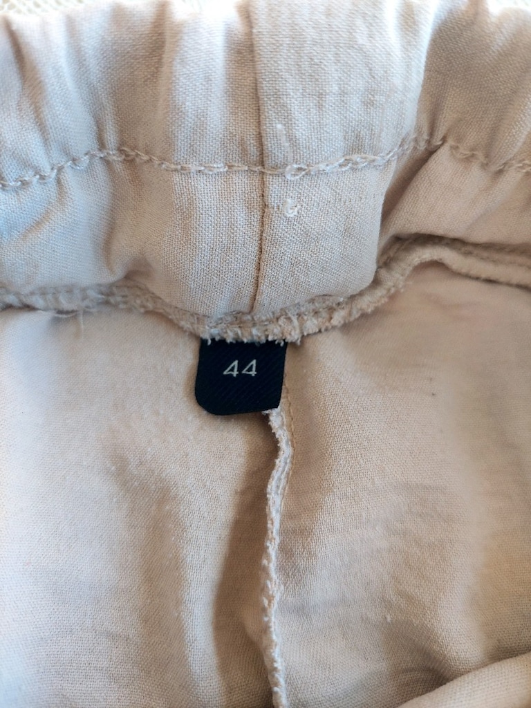 Beli lastikli cepli ince bej rengi spor pantolon - 7