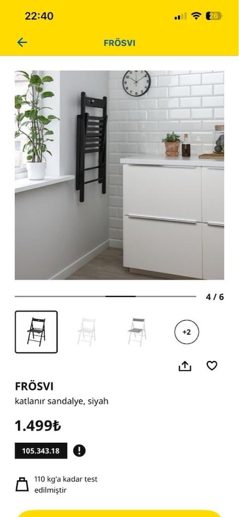 FRÖSVI ikea katlanır sandalye, siyah-knisa koyu gri - 5