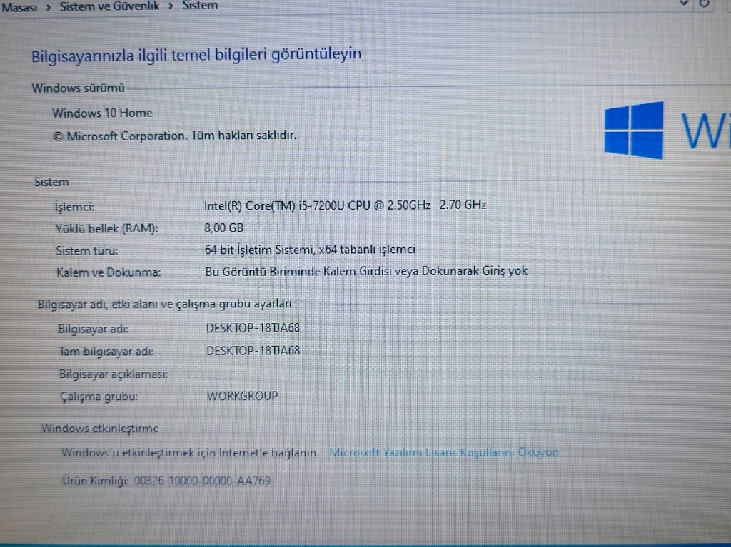 İ5 7. NESİL – 8 GB DDR4 RAM – 240 GB SSD – AMD R5 2 GB HARİCİ GPU - 6