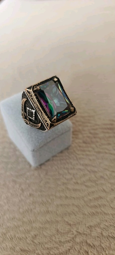 925 Ayar Gümüş Yüzük Mistik Topaz Taşlı - 3