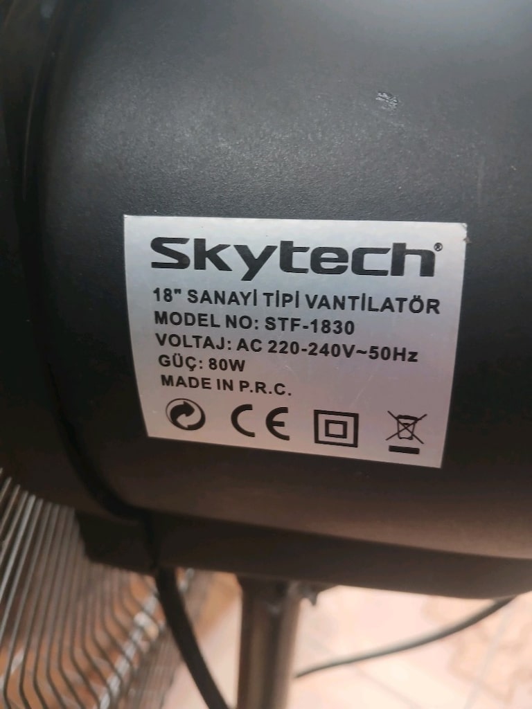 SKYTECH 3KADEMELİ SANAYİ TİPİ 18 INC VANTİLATÖR SAĞA SOLA DÖNÜYOR GÜÇL - 5