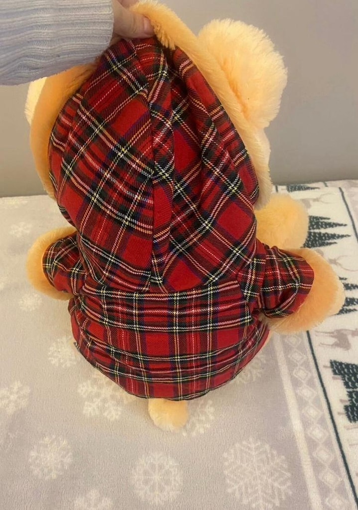 Ekose elbiseli Peluş ayıcık - 3