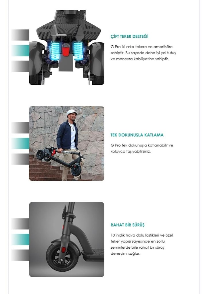 GOTRAX G Pro Elektrikli Scooter 3 Teker - 5