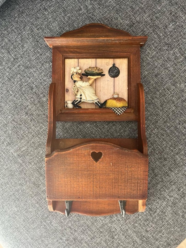 vintage ahşap mutfak duvar askılığı ve raf - 8