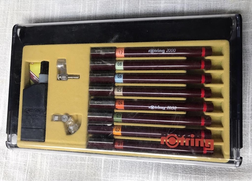 Rotring 2000 isograph - 8 Adet Kalem Seti Kutulu - Sıfır Kullanılmamış