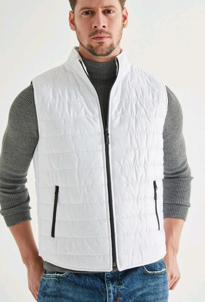 Ds Damat Regular Fit Beyaz Dik Yaka Elyaf Dolgulu Mevsimlik Fermuarlı