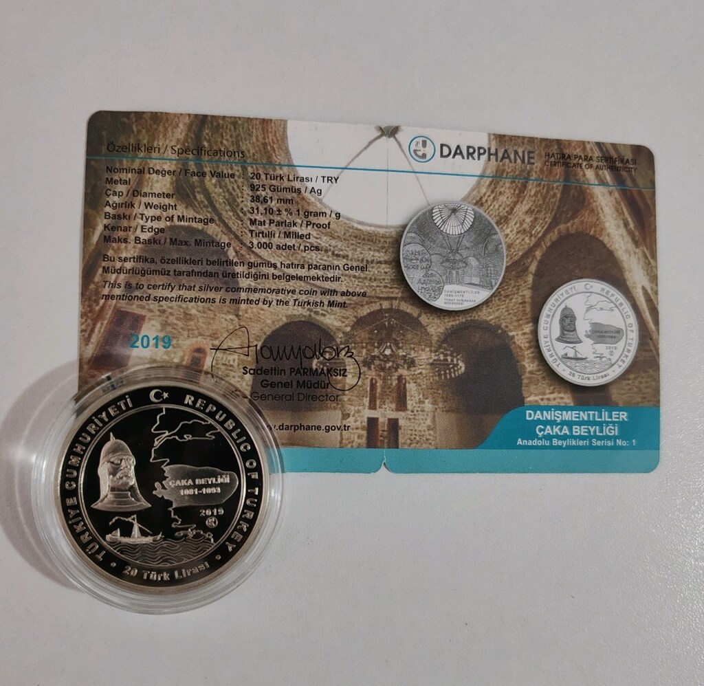 Danişmentliler - Çaka Beyliği Gümüş Hatıra Parası Darphane Sertifikalı - 6