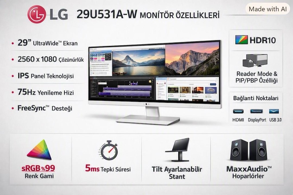 LG 29U531-W Monitör
