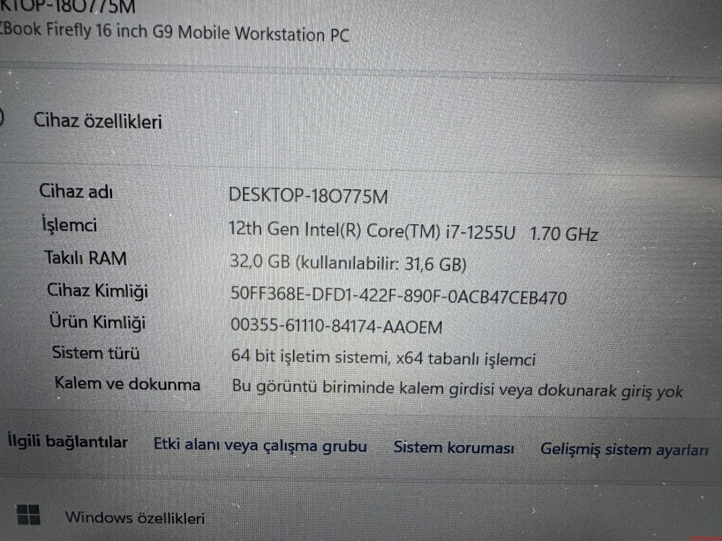 HP ZBOOK İ7 12. NESİL 32 GB RAM 512 NVME - 5