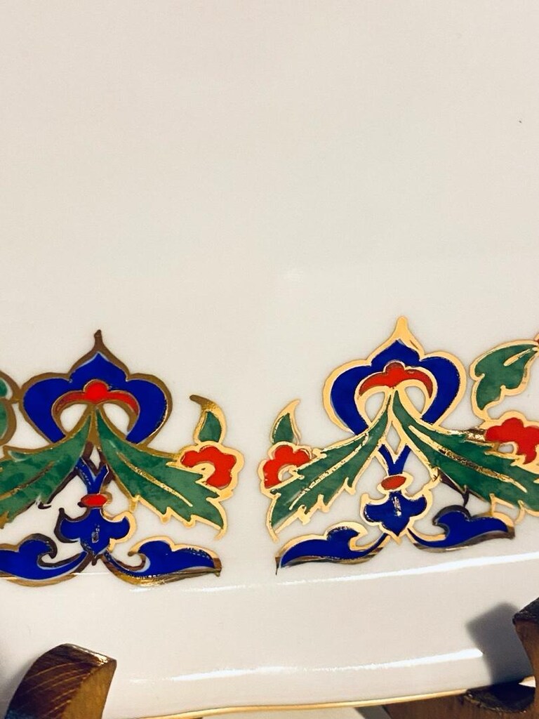 Vintage Güral Porselen EL DEKORU Büyük Boy Tepsi - 16