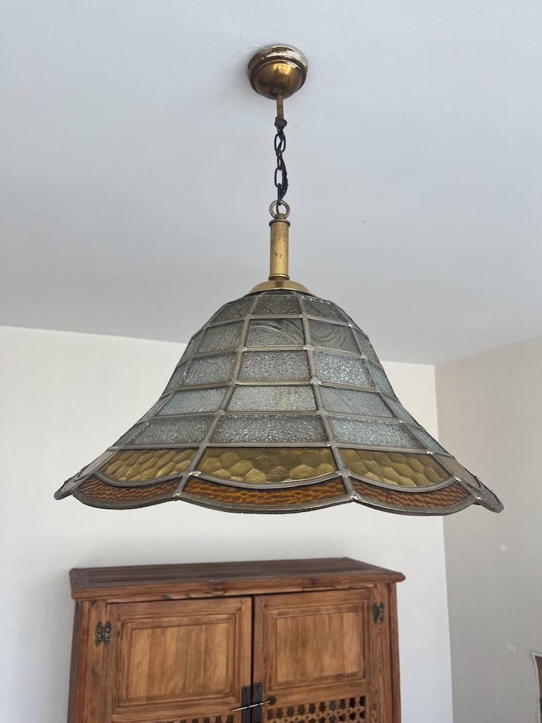 Vintage Büyük Boy Vitray Avize - 6