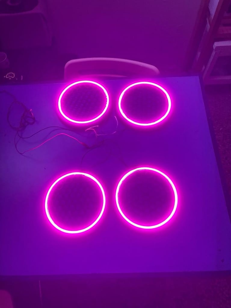 4 adet neon led kapak 20 cm pembe renk - 2