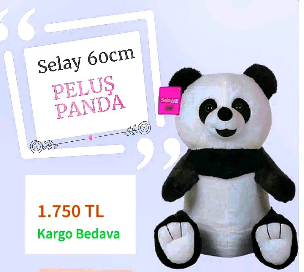 PELUŞ PANDA KALİTELİ 60 CM BÜYÜK BOY HEDİYELİK SIFIR ÜRÜNDÜR - 4