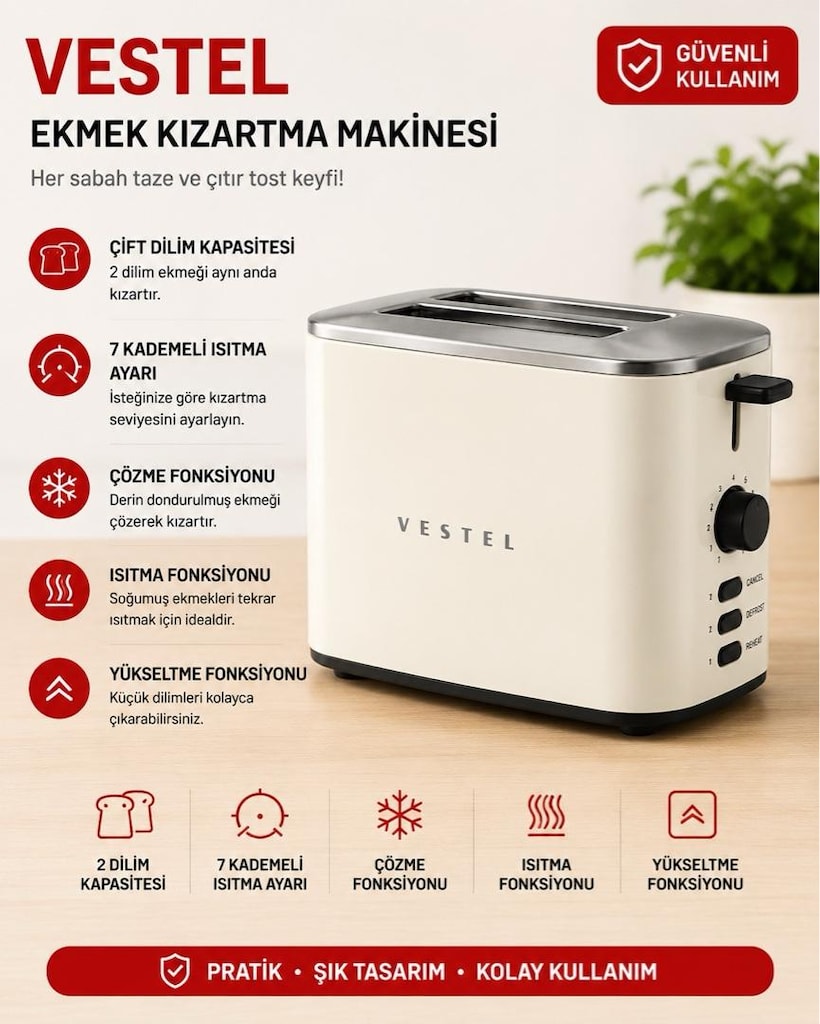 Vestel ekmek kızartma makinası