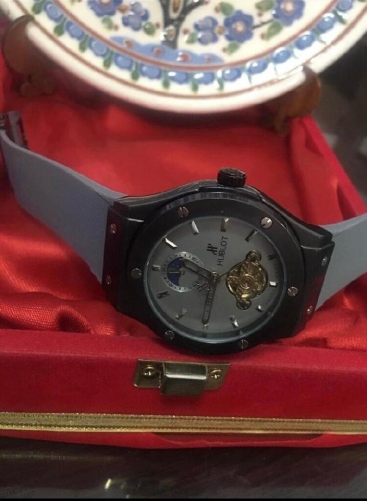 Hublot Geneve otomatik Siyah Gri Skeletonlu erkek kol Saati.. - 4