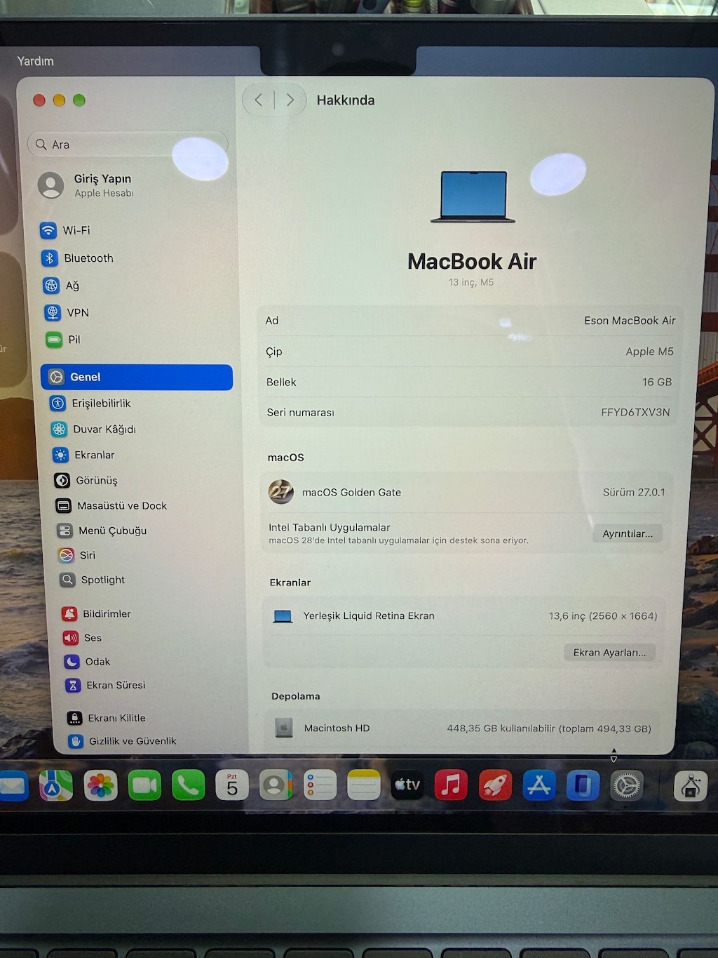 MacBook Air M5 16 GB 512 GB SSD 13.6" MDHE4TU/A Gece Yarısı 2. El - 4
