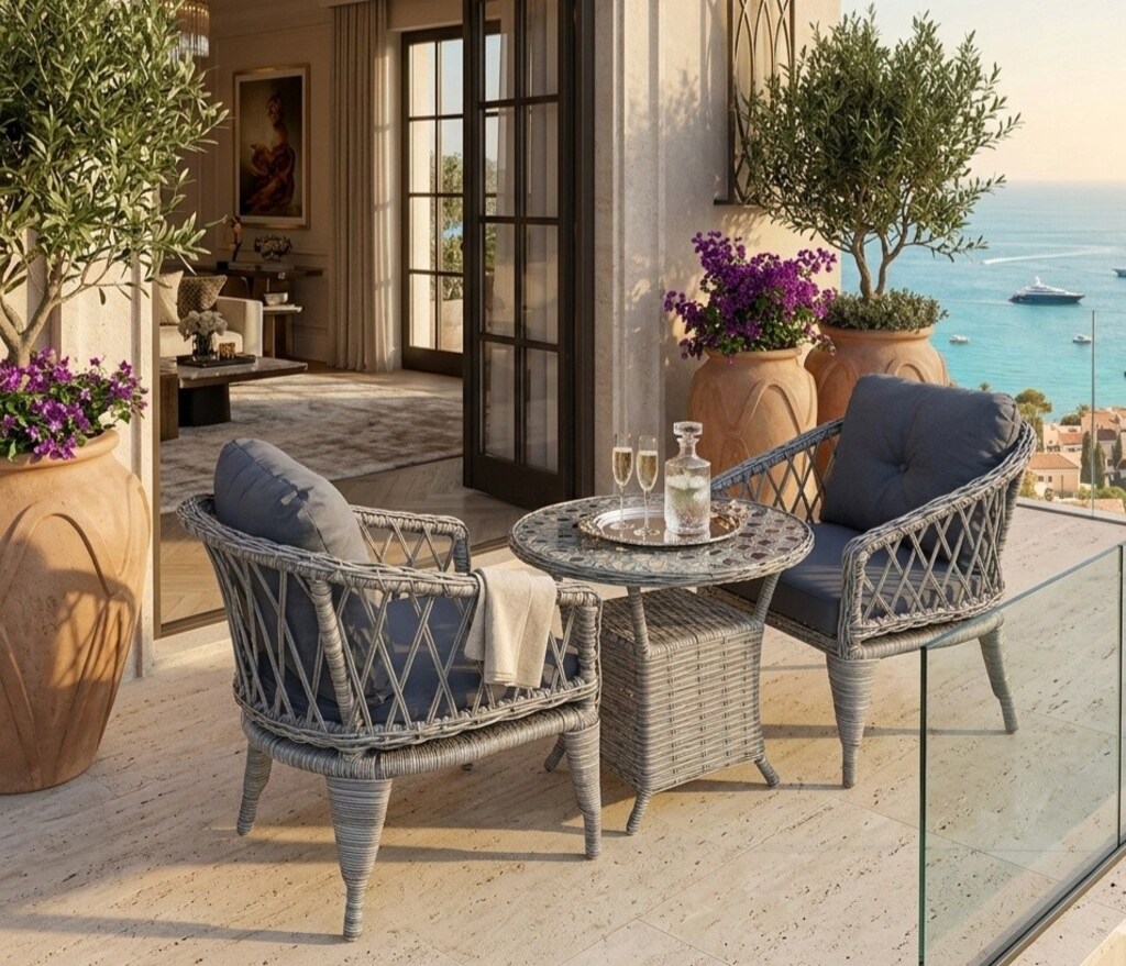 İki Kişilik Rattan Balkon Takımı, Rattan Bahçe Mobilyası KAPIDA ÖDEME - 3