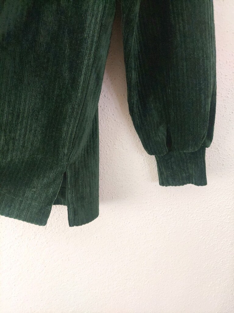 Zümrüt Yeşili Fitilli Kadife sweatshirt -bluz - 5
