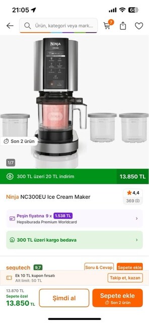 ninja dondurma makinası 7ın 1