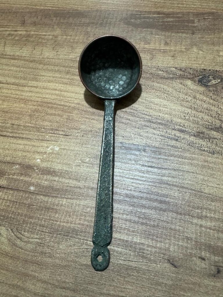 Antika El Dövmesi Bakır/Bronz Küçük Kepçe Boy 19 cmTamamen el işçiliği - 4