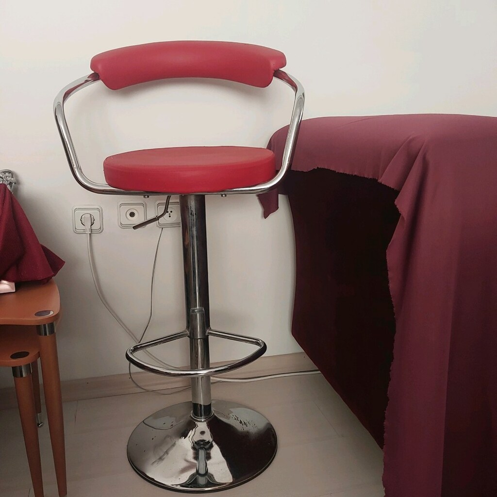 kırmızı bar sandalyesi ayarlana bilr dönen - 3