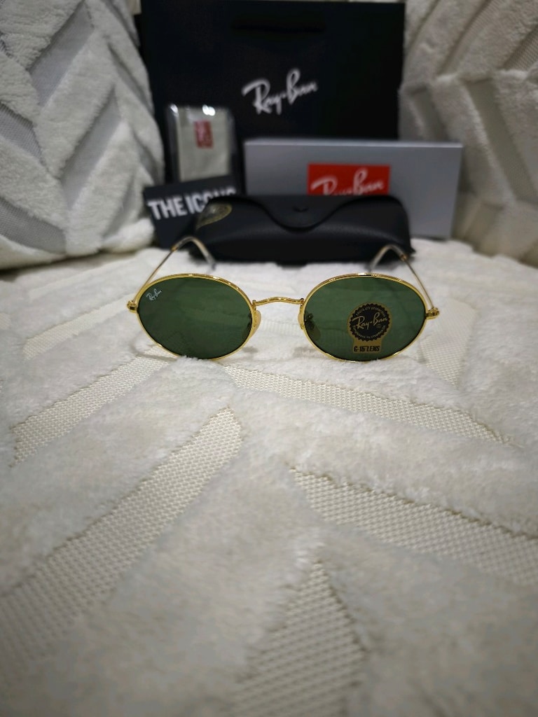Ray-Ban 3547 Oval Yeşil Camlı Altın Çerçeve Güneş Gözlüğü - 3