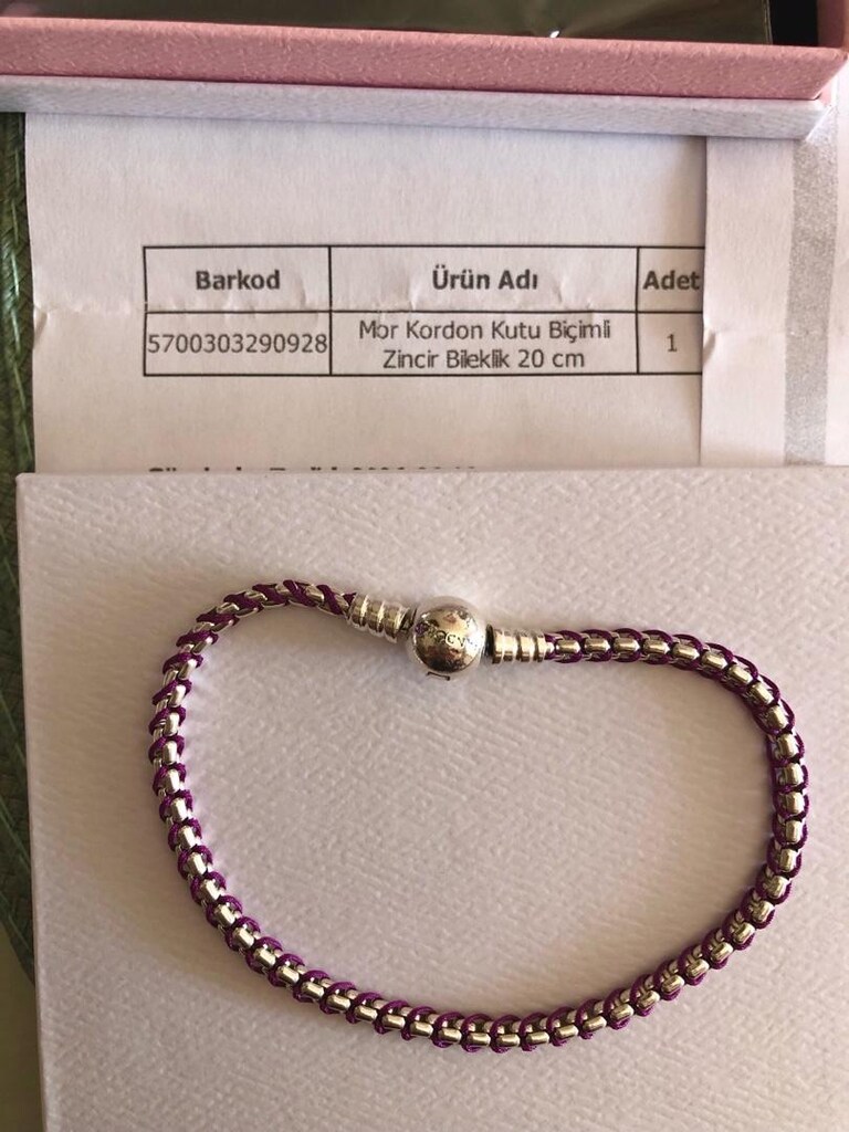 PANDORA (20cm) Mor Zincirli SERTİFİKALI Gümüş Bileklik - 3