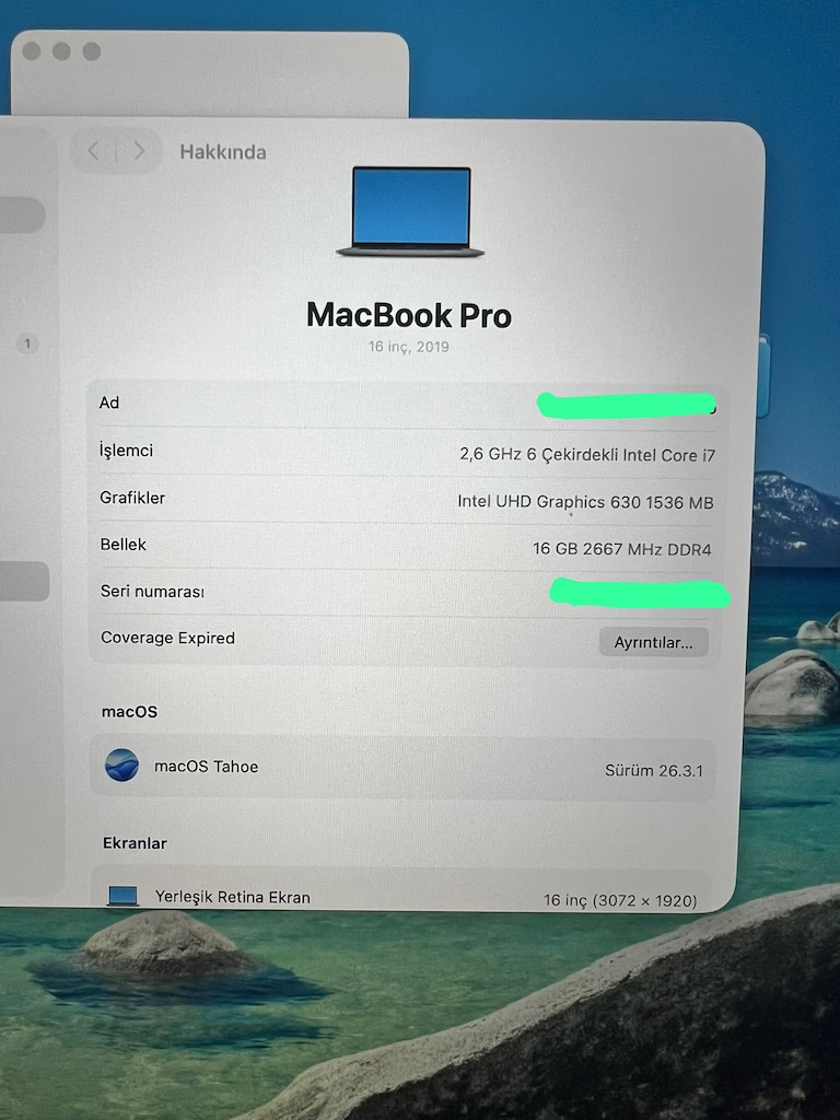 MacBook Pro 16" 2019 i7 16GB 512GB 5300M Kusursuz, Pil %99 - 4