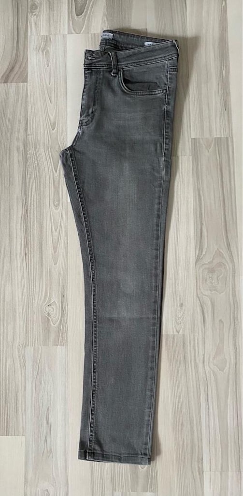 Gri Erkek Denim Pantolon, Kemerli, Regular Fit - 2