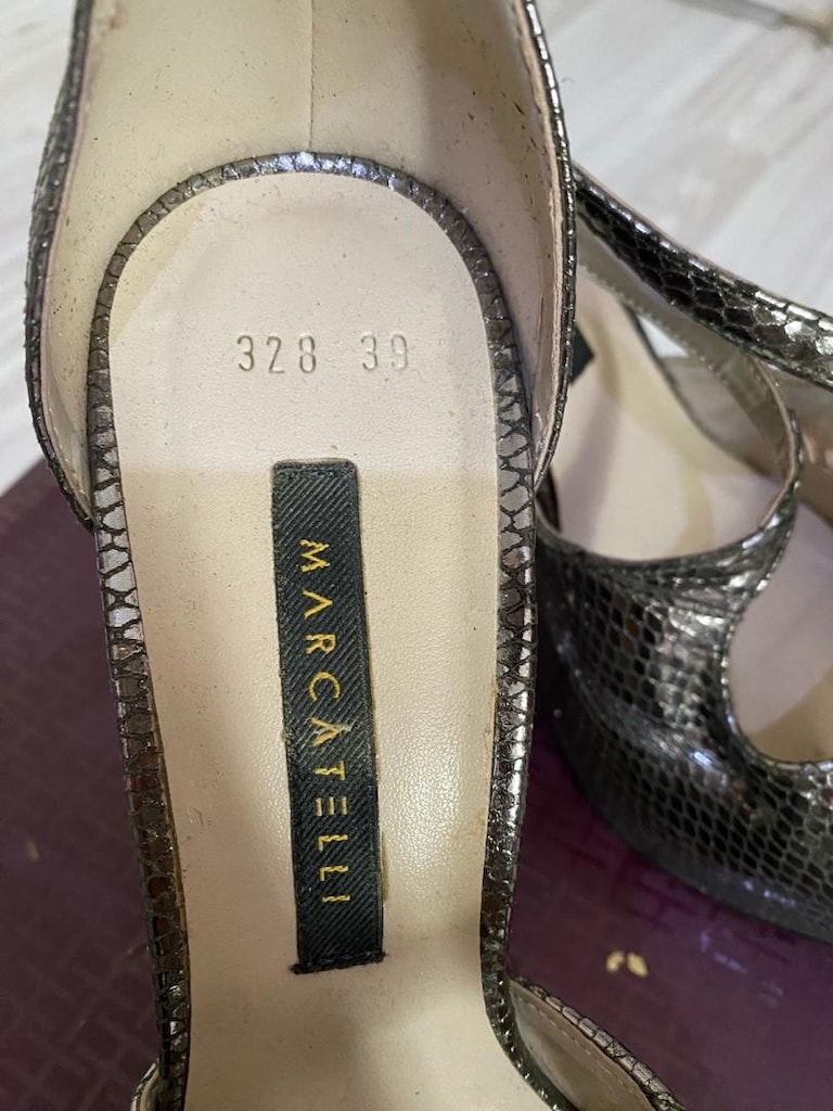 Marcatelli Gümüş Stiletto Ayakkabı Zarif 39 Numara Topuklu - 3