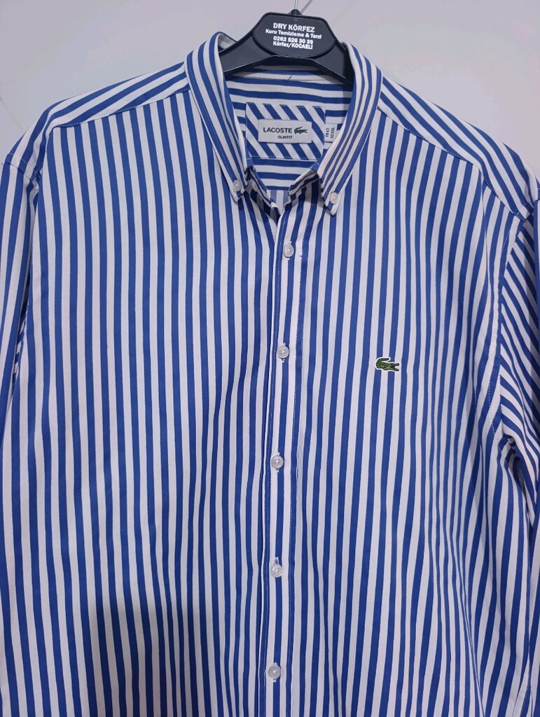 Lacoste Lacivert Çizgili Gömlek - 6