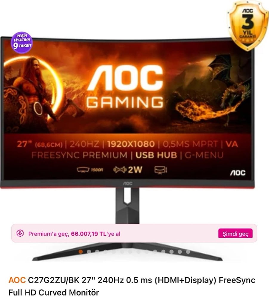 Aoc Oyuncu monitörü