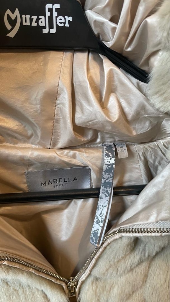Marella sport yarasa kol, kapüşonlu suni peluş kürk - 2