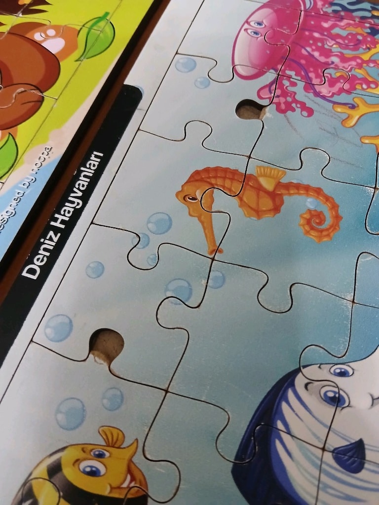 Notpa Çocuklar İçin Eğitici ve Öğretici Ahşap Renkli Puzzle 4'lü Set - 9