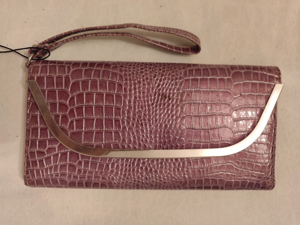 YILAN DERİ GÖRÜNÜMLÜ CLUTCH EL ÇANTASI lila mor - 3