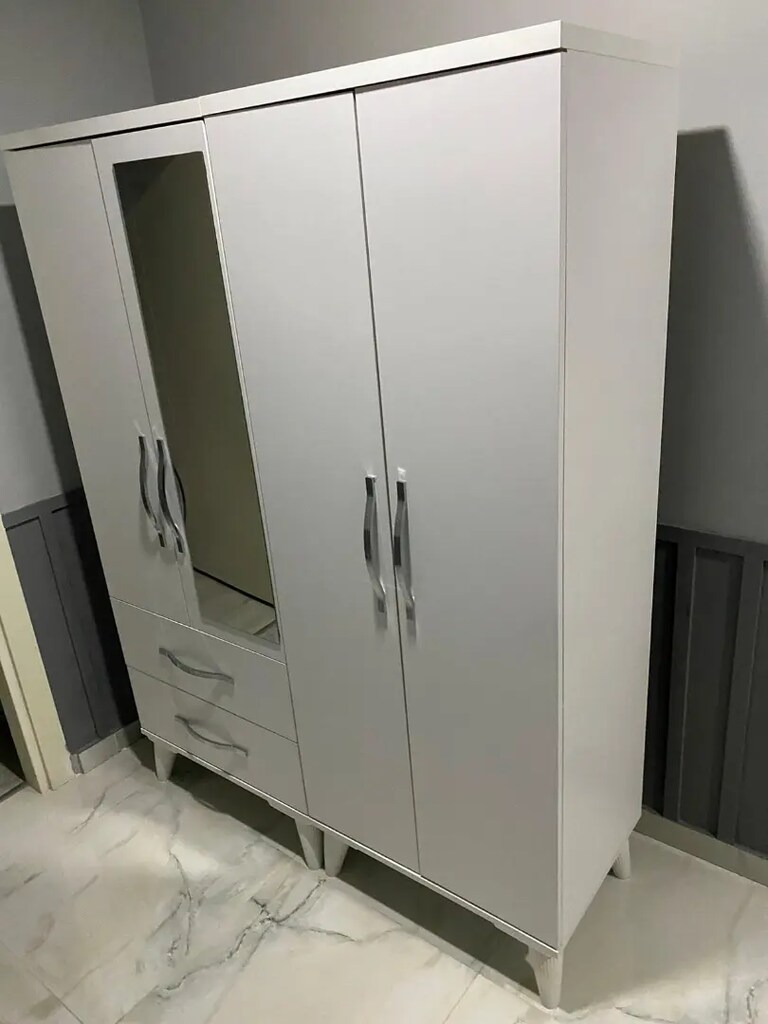 Sıfır kaliteli 4 kapılı gardolap elbise dolabı - 4