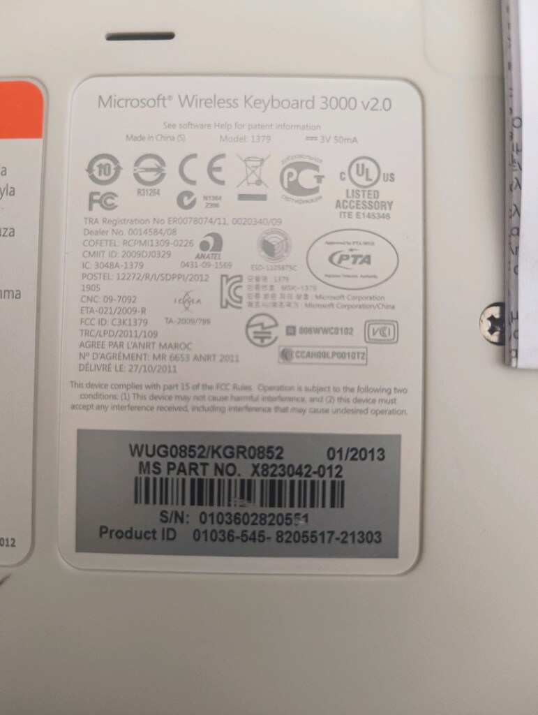 Marka / Model: Microsoft Wireless Desktop 3050 / 3000 serisi - 4