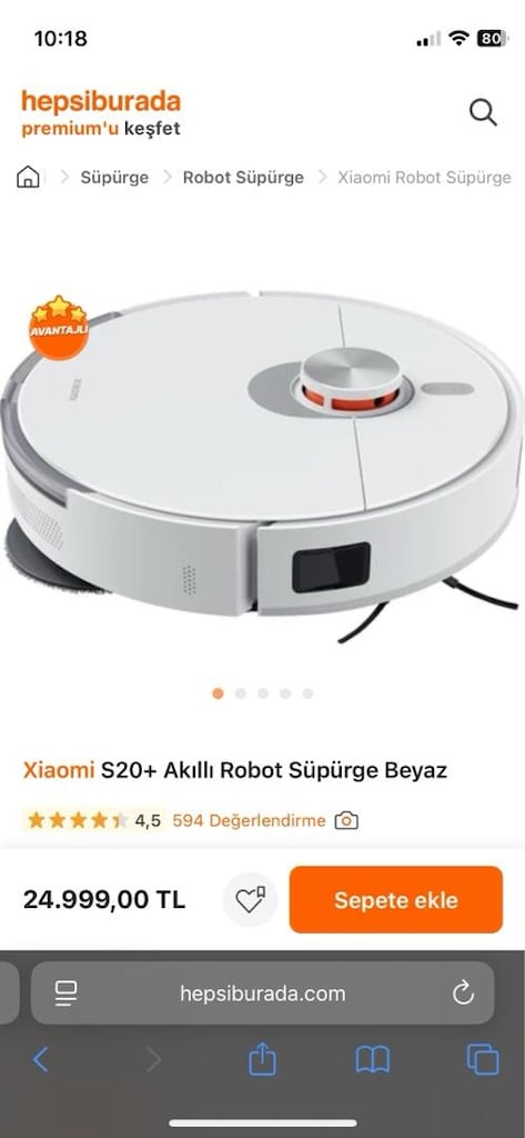 Az Kullanılmış, Tertemiz Xiaomi S20+ Akıllı Robot Süpürge - 6