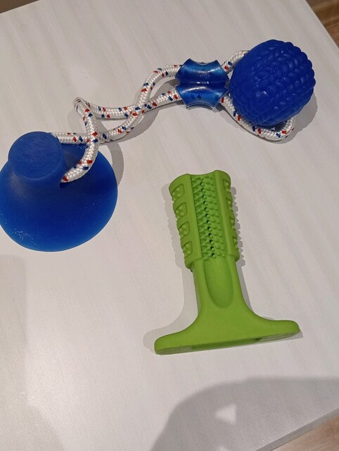 Vantuzlu Köpek Çekmeli Top Oyuncağı ve Diş Kaşıyıcı _Fırçalayıcı