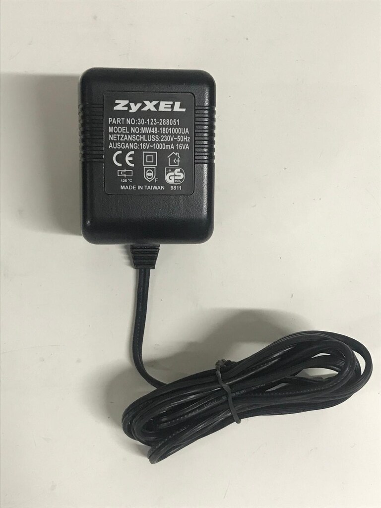 ZyXel Power Adapter, MW48-1801000UA, 230V, 16V, 1000mA - 2