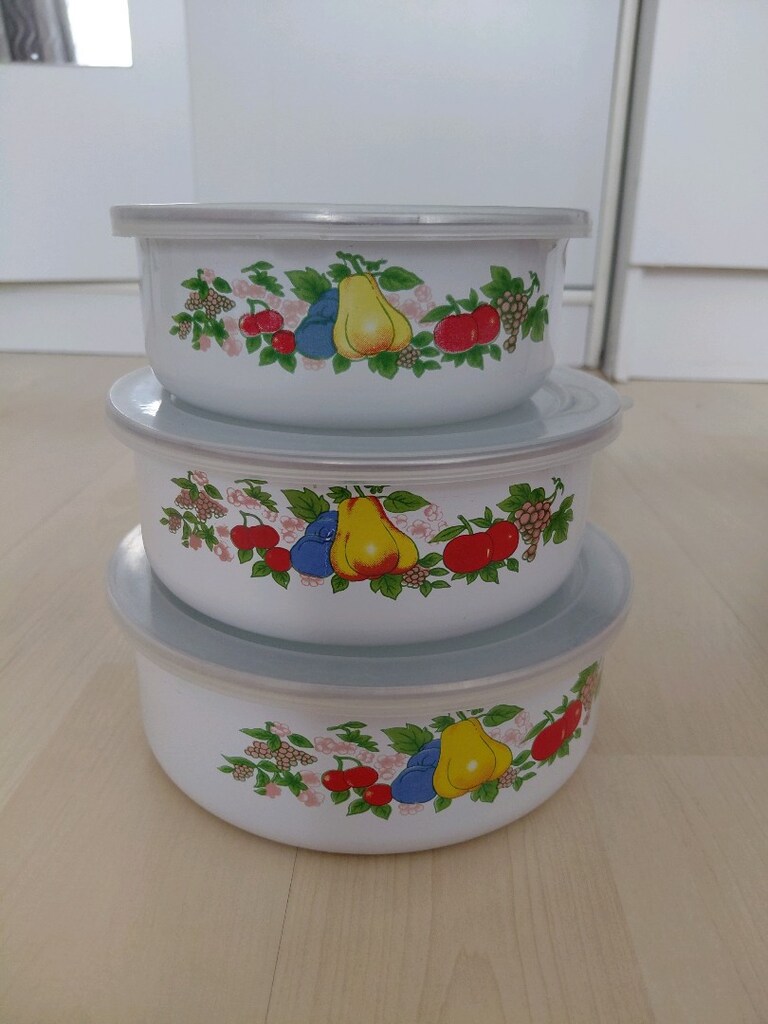 Sıfır Kutulu Avşar Verda 3'lü Emaye Saklama Kabı Seti (14-16-18 cm) - 3