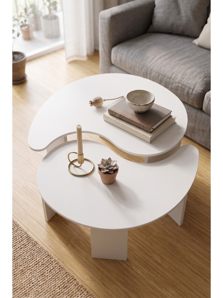 ORTA SEHPA, 2' Lİ SEHPA SETİ, MODERN DEKORATİF SALON SEHPA SETİ - 4