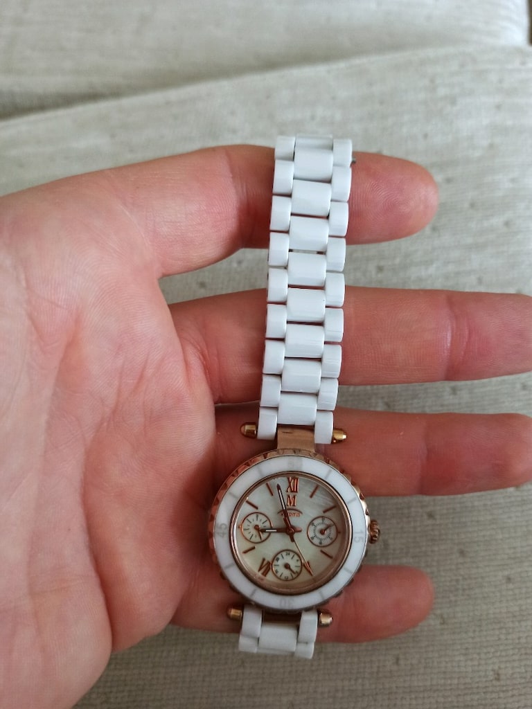 orjinal Momentus Sedef kadran seramik kordon rose Gold bayan saat - 3