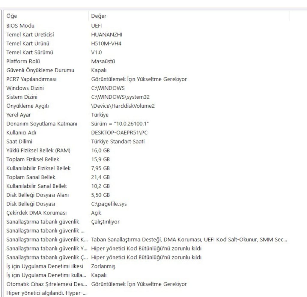 İntel core i7 10. nesil temiz bilgisayar