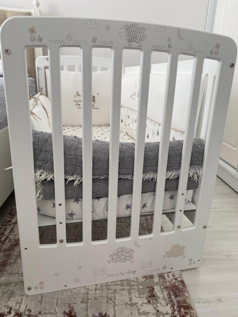 MeltemKids Woody Anne yanı ahşap sallanır beşik 60*120 cm - 5