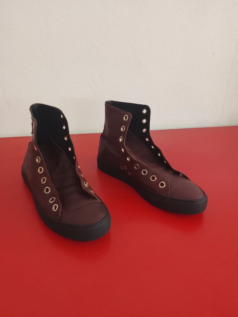 Gucci Hakiki Deri Bilekli Sneaker / Bot - Bordo (Orijinal / Temiz) - 4