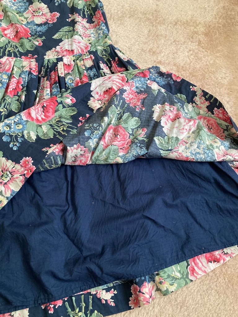 Lacivert Vintage Elbise Cath Kidston Çiçek Desenli - 5