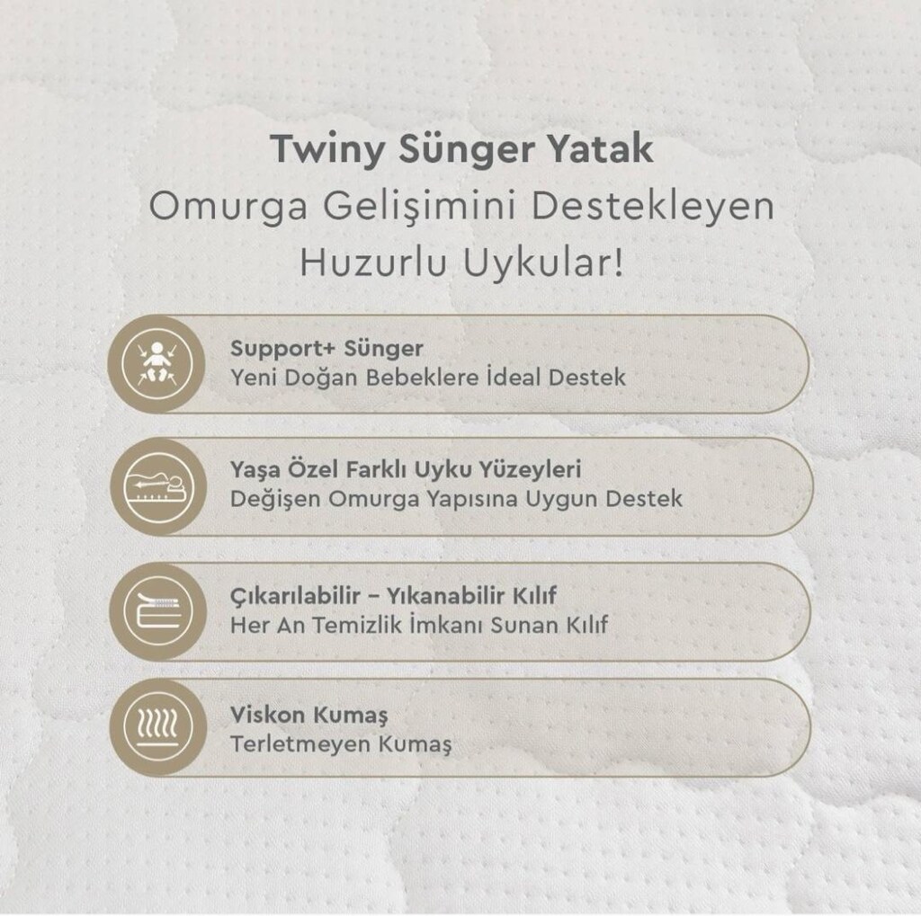 Yataş Mini Twiny Yıkanabilir Kılıflı Sünger Bebek Yatağı 60*120 - 2