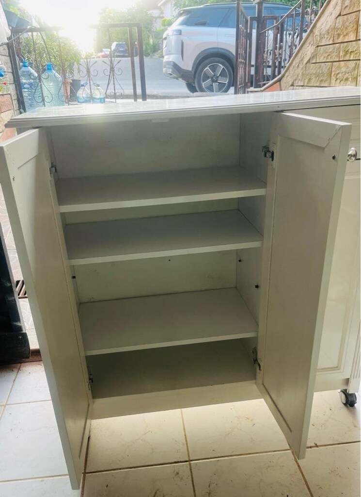 Tekerlekli, 3 Kapaklı ve Çekmeceli Çok Amaçlı Dolap / Kiler / Düzenley - 3