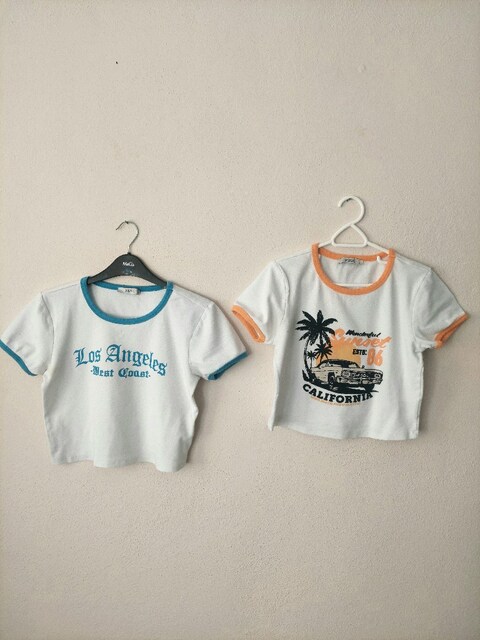 XSİDE 2 adet kadın Crop Tshirtler